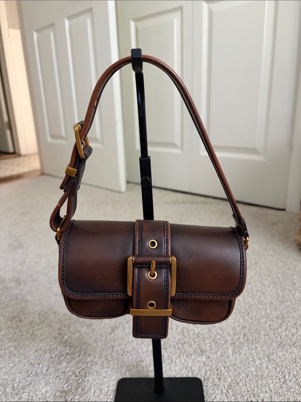 Michael Kors Colby mini Bag burnished brown leather with Gold Hardware